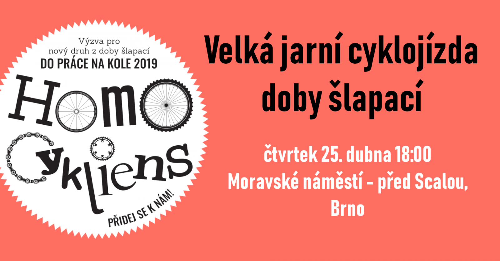 Velká jarní cyklojízda doby šlapací Brno 2019